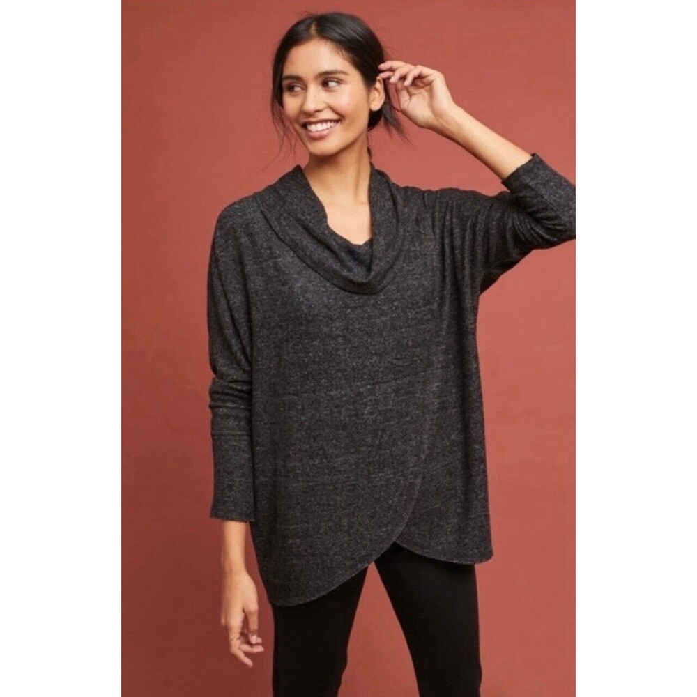 Anthropologie Saturday Sunday Sweater Womens XS Gray Cowl Neck Relaxed Tunic